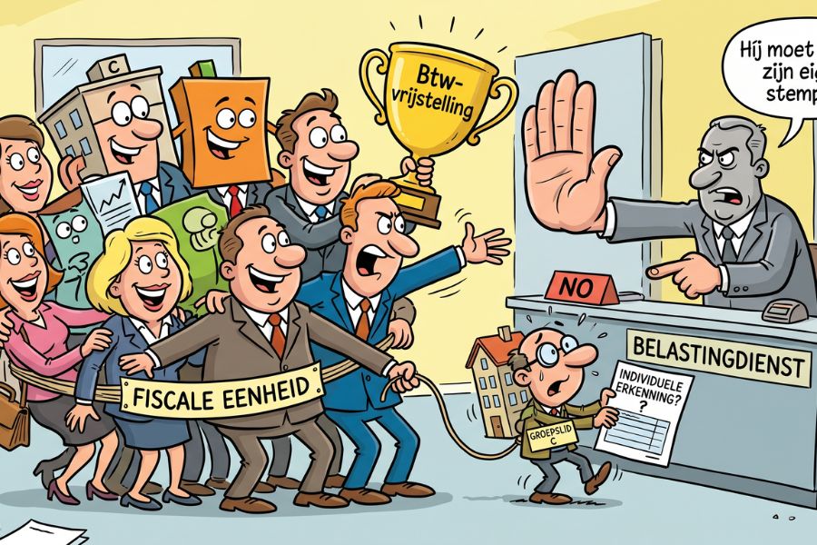 Btw-vrijstelling in fiscale eenheid vereist individuele erkenning groepslid