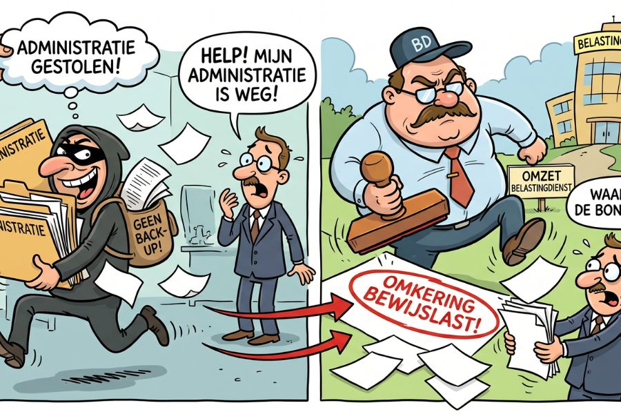 als administratie gestolen wordt zonder back-up leidt dit tot omkering bewijslast omzet belastingdienst